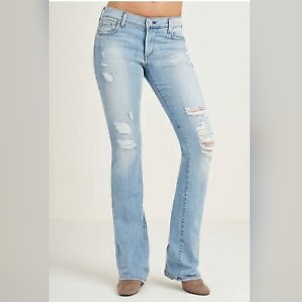 EUC True Religion Light Wash Distressed Becca Bootcut Jeans